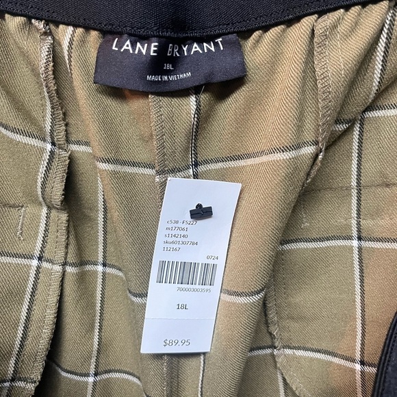 Lane Bryant olive Green Checkered Pants - Picture 5 of 5